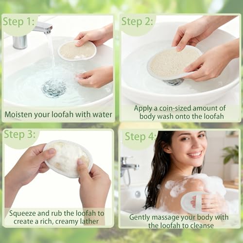 54 Pcs Exfoliating Loofah Pad Bulk Natural Scrubber Luffa Brush Close to Skin Body Scrubber Shower Loofah Sponge Pad for Men Women Spa Bath