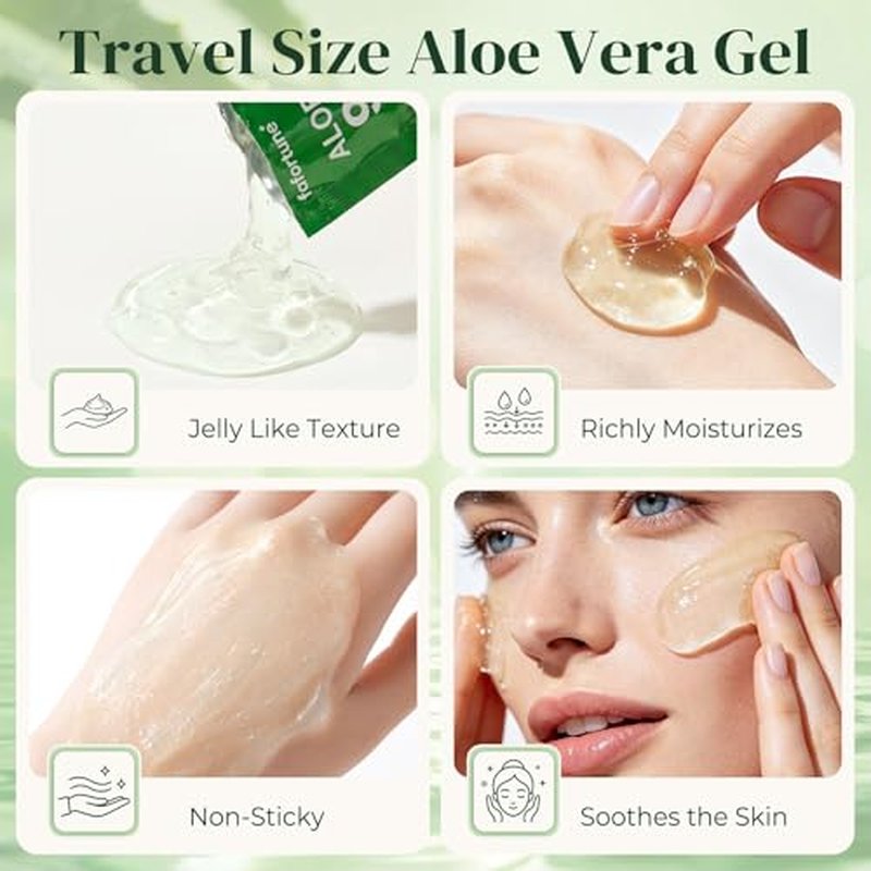 100 Travel Size Aloe Vera Gel Sachets - 99% Pure Organic Hydrating Gel