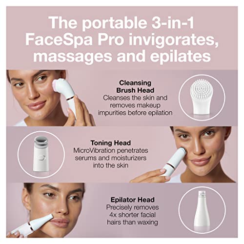 3-in-1 Facial Epilator and Cleansing Brush with Toning Head