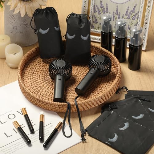 Woanger 24Pc Lash Care Kit - USB Rechargeable Fans, Bottles & Brushes