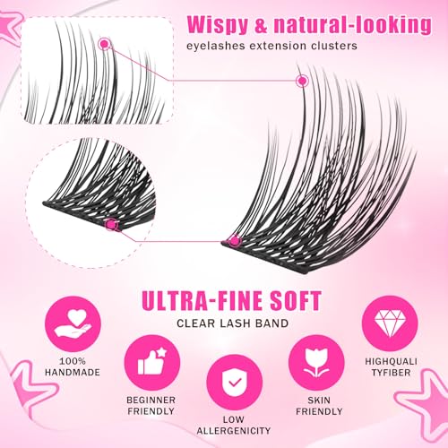 Sulv Lash Clusters 144pcs - D Curl Eyelash Extensions 8-20mm
