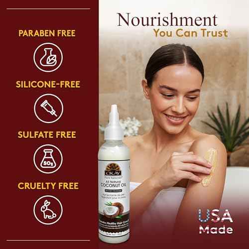 Okay 100% Pure Coconut Oil for Hair & Skin - Coconut Oil for Women & Men, Perfect for Body, Face, Natural Massage Oil & Moisturizer - 4 Fl Oz Squeeze Bottle (Pack of 2)