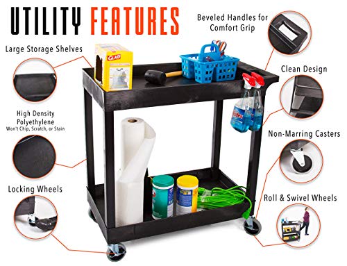 Stand Steady Tubstr 2-Shelf Utility Cart 400 lbs Black
