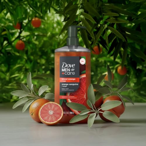 DOVE MEN + CARE Body Wash Blood Orange to Rebuild Skin in the Shower with Plant-Based Cleansers and Moisturizers 26 fl oz