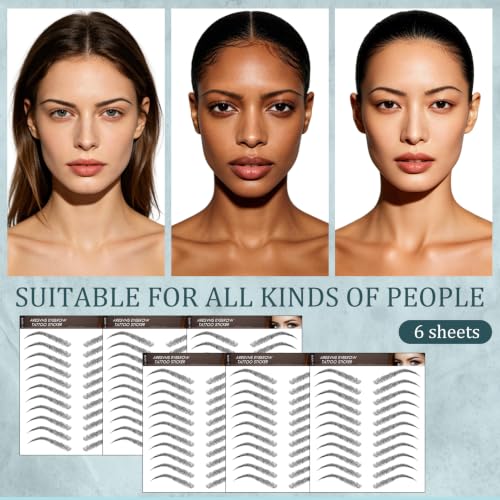 Waterproof Eyebrow Tattoo Stickers - 66 Pairs 4D Hair-Like Black Brows