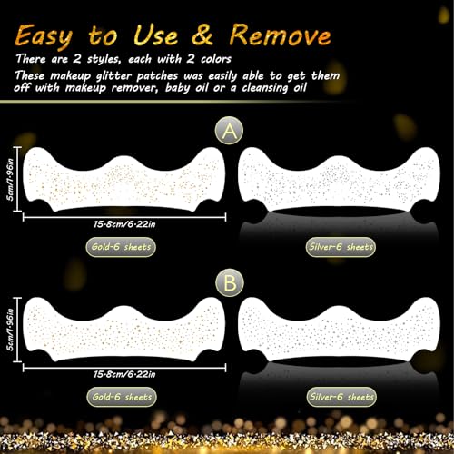 24pcs Gold & Silver Glitter Freckles Temporary Face Tattoos