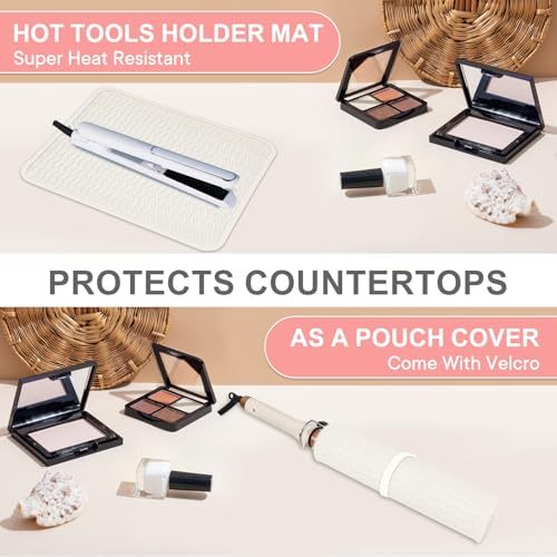 Suafrnut Ivory Oversize Silicone Heat Resistant Mat for Hair Tools, 14.2x11 Inches