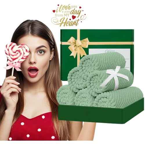 VOOVA & MOVAS Face Towels, 6PC 13"x13" - 100% Cotton | Quick Dry | Thick | Soft | Light Weight | Absorbent, Luxury Face Towels for Bathroom & Showering, Bathroom Decor, Mint Green