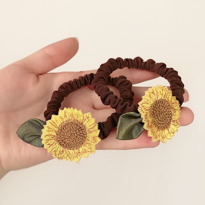 Sunflower Big Bow Clips Jumbo Girls Hair Bow Pin BBG56 (Sunflower Hair Scrunchies-2 Pcs)