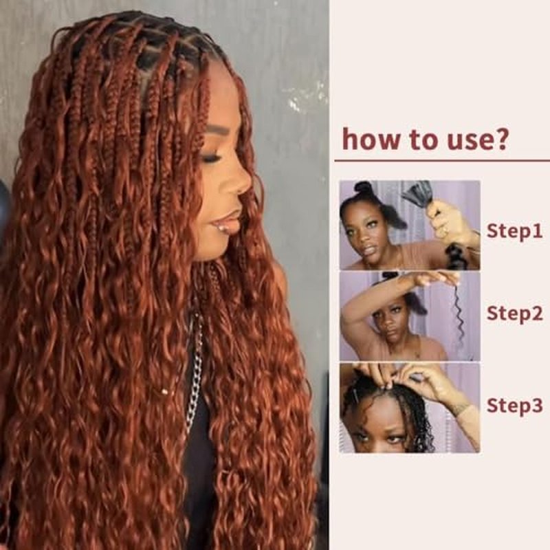 350 Burgundy Boho Curly Human Hair for Braiding - 18 Inch