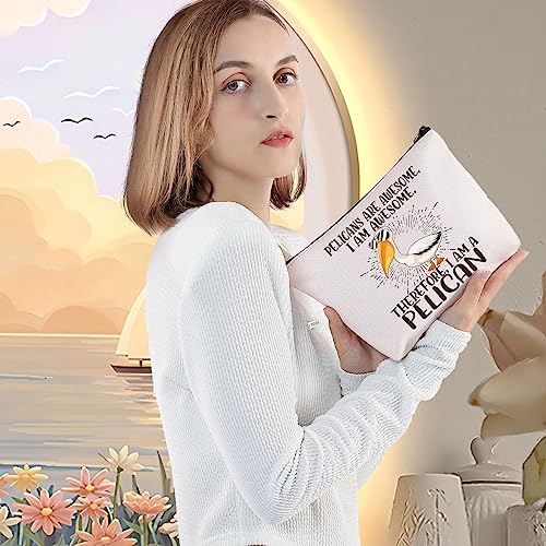 LEVLO Pelican Cosmetic Makeup Bag Pelicans Lover Gift Pelicans Are Awesome Makeup Zipper Pouch Bag For Pelicans Fans (Pelicans Are Awesome)
