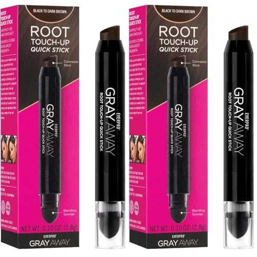 EVERPRO Gray Away Root Touchup Quick Stick, Black/Dark Brown, 0.1 Oz (Pack of 2)