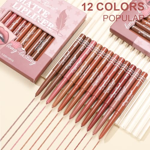 12-Color Matte Lip Liner Set - Waterproof & Long Lasting