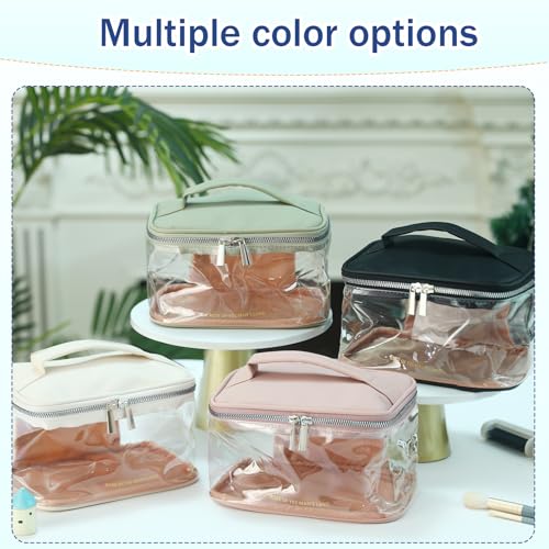 Makeup Bag Toiletry Bag for Women Large Capacity Transparent Makeup Bag Travel Bag for Toiletries Waterproof, Portable, Open Plan Design, Essential for Travel(blcak)