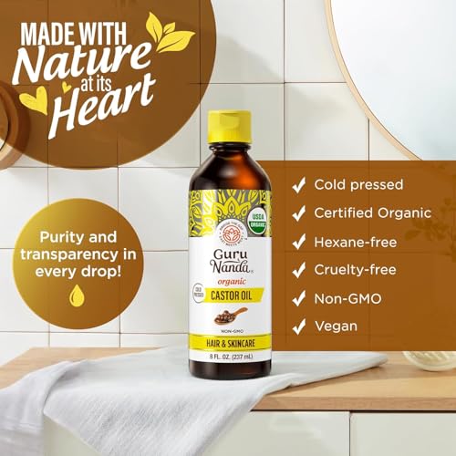 GuruNanda Organic Castor Oil - 8 fl oz Cold Pressed