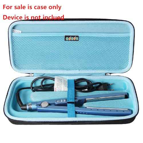 adada Hard Travel Case for BaBylissPRO Nano Titanium Ultra Thin Straightening Iron (Black+Blue)