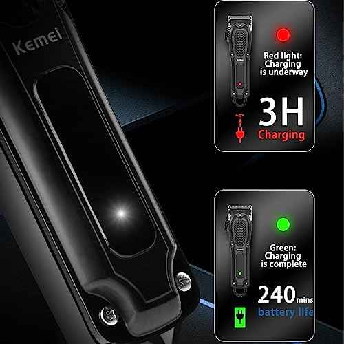 KEMEI Hair Clippers for Men Professional Cordless&Corded Barber Clippers for Hair Cutting & Grooming, Rechargeable Beard Trimmer for Men,KM-1071