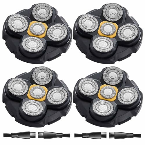 Micro Touch Titanium Head Shaver Replacement Head, 4PCS MTTTBHS Head Shaver Blades, 4 Cleaning Brush