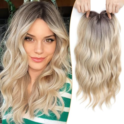 16 Inch Hair Topper for Thinning Hair - Ombre Blonde