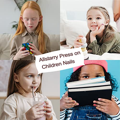 Allstarry 120pcs Children Press-On Nails with Glitter Gradient