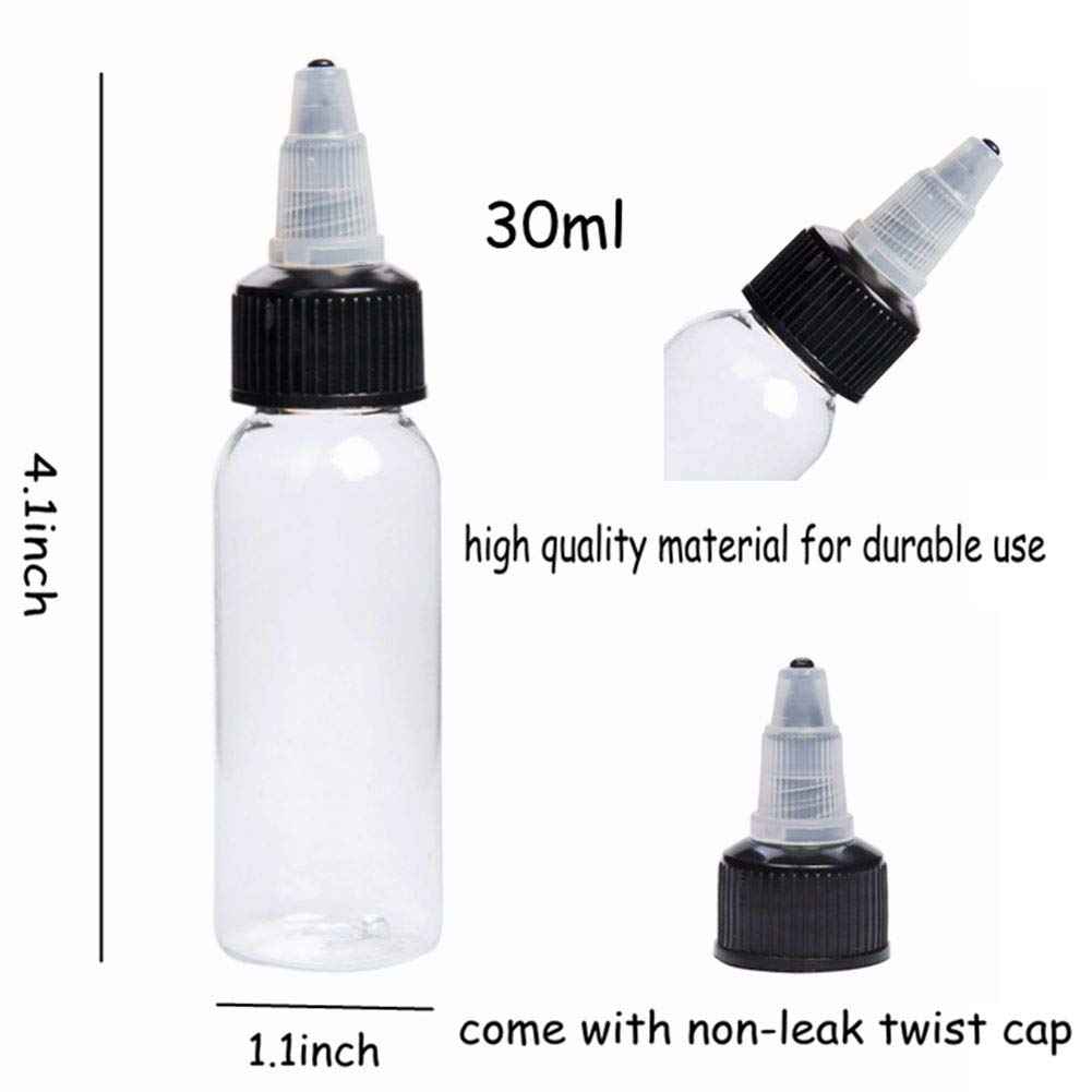 new star tattoo 30ml Empty Tattoo Ink Bottles, 30pcs 1oz Tattoo Twist Cap Plastic Clear Transparent Tattoo Pigment Container Bottle 1oz,30ml Tattoo Squeeze Bottles (30pcs)