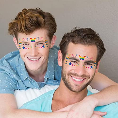 Pride Day Face Tattoo Stickers - 10 Rainbow Temporary Tattoos