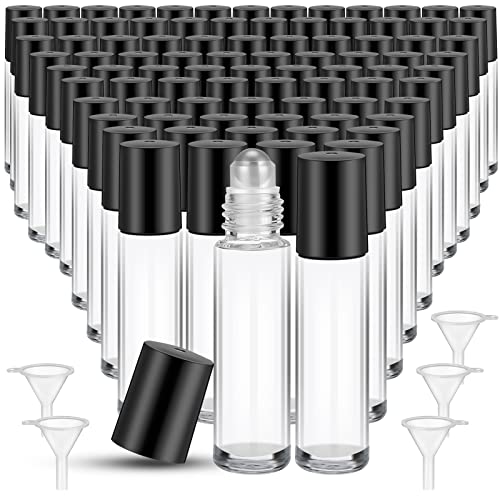96 Pcs 10ml Essential Oil Roller Bottles Clear Glass