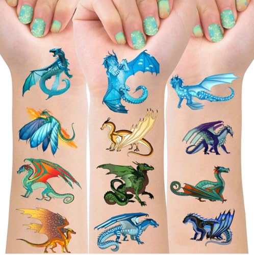 Wings of Fire Temporary Tattoos for Kids (8 Sheets)