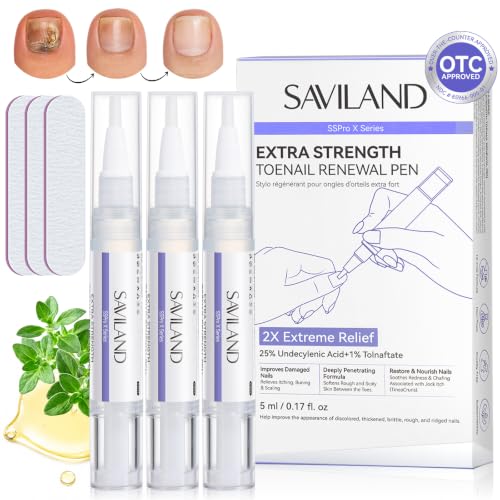 SAVILAND Toenail Fungus Pen Treatment 3-Pack with 25% Undecylenic Acid & 1% Tolnaftate