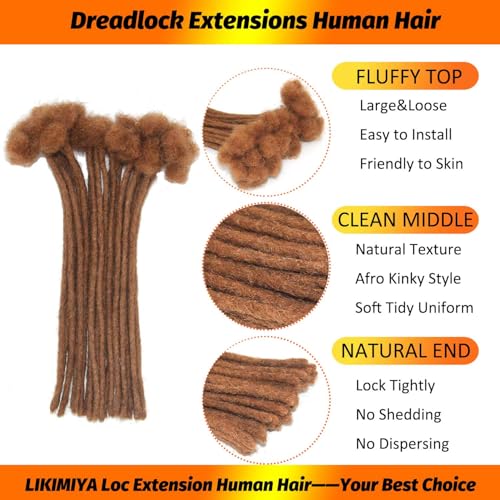 Brown Loc Extensions Human Hair 0.4 cm 8 Inch 30 Strands #30 Dreadlock Extensions Human Hair Loc Extensions Dreads Extensions for Men Women Kids Real Human Hair Locs Handmade Permanent Locs
