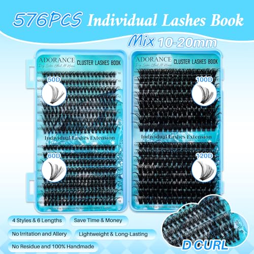 Adorance Lash Clusters Kit 576pcs – DIY Eyelash Extensions with Bond