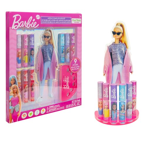 Barbie Lip Gloss Set with Acrylic Stand - 9 Plant-Based Glosses