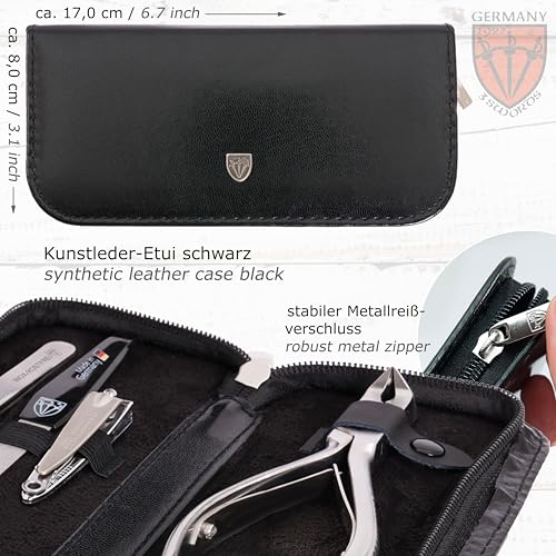 3 Swords Germany - Brand Quality Professional Toe Nail Nipper Set Stainless Steel INOX Wave Nipper, Head Cutter, Nail File Finger Clipper, Tweezers with case for ingrown Toe Nails by 3 Swords (202)