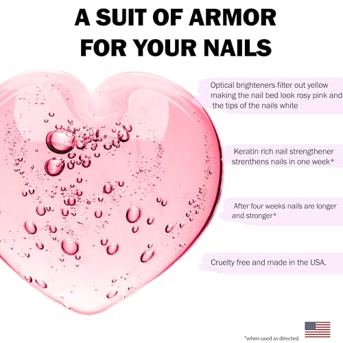 Perfect Formula Pink Gel Coat ? Rosey Glow Nail Strengthener & Keratin Treatment, 0.6 oz - Protein-Rich, Glossy Pink Gel Nail Polish for Damaged Nails | Supports Growth & Repair