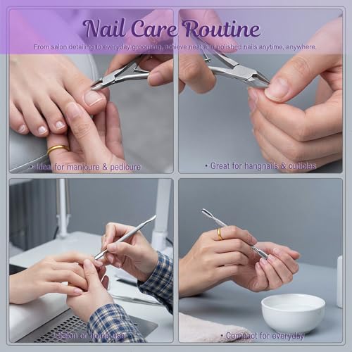 2 Pack Stainless Steel Cuticle Nipper & Pusher Set - Manicure Pedicure Tools