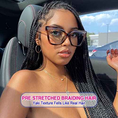 8 Pack Pre Stretched Extensions - 16" Premium Braiding Hair, 55G/Pack, Itch-Free, Hot Water Setting, Perm Yaki Texture (#1B)