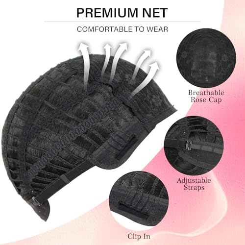 Black Bob Wig with Bangs - Synthetic Short Wig for Women