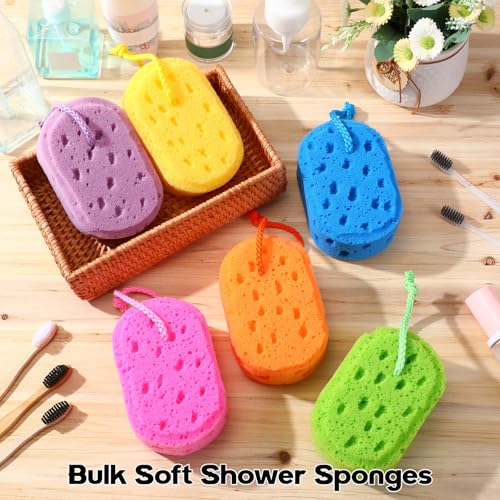 36 Pcs Exfoliating Bath Sponge Body Loofah Sponges Shower for Women Reusable Soft Bathing Pouf Foam Lufa Body Scrubber and Rich Lather, Color Matching (Bright Color)