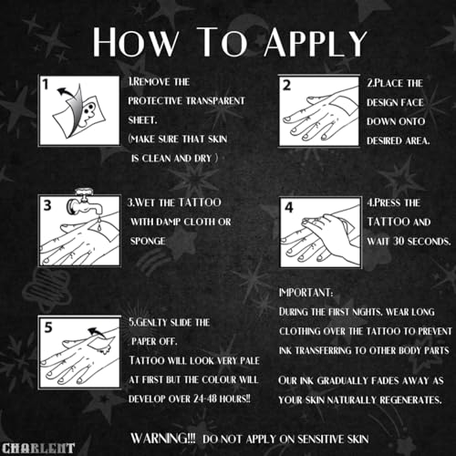 Stars Semi-Permanent Tattoos for Adult - 2 Weeks Long Last Small Fake Tattoos for Women Men Face Finger Neck Body/Fades Naturally/No Reflection/Waterproof/Realistic