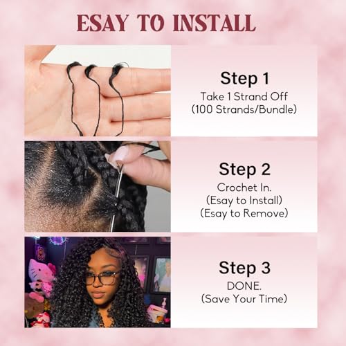 18 Inch Burmese Curly Crochet Hair Extensions - 100 Strands, Natural Black