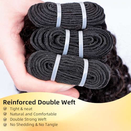 MsSunlight Burmese Curly Bundles Human Hair 18 Inch 100% Unprocessed Quick Weave 15A Water Wave with Spiral Curly End Real Human Hair Extensions Natural Black