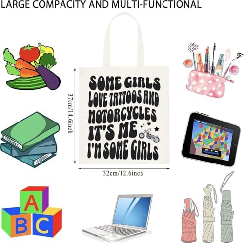 WCGXKO Motorcycle Gifts For Women Tattoos Gift Some Gir-ls Love Tattoos And Motorcycles Tote Bag