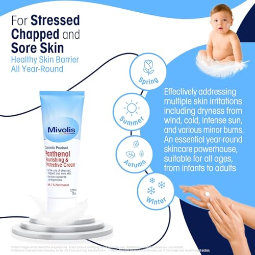 High Concentration 7% Panthenol B5 Multi Healing Ointment & Soothing Cream for Dry, Irritated Skin, Sunburn & Rash Relief, Baby Safe, Fragrance-Free.