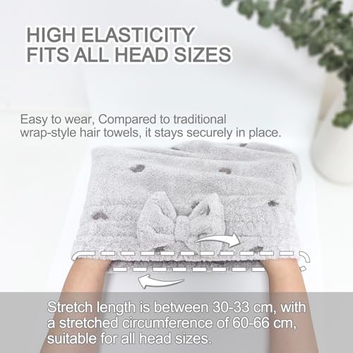 Jseng 3-Pack Microfiber Hair Towel Wrap with Bow