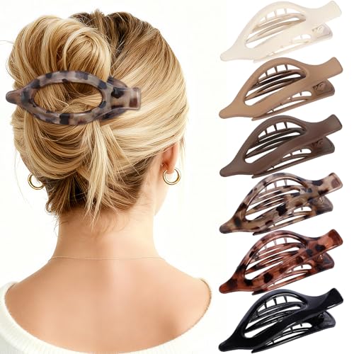 Flat Hair Clips for Women - 6 Pack Medium Claw Clips