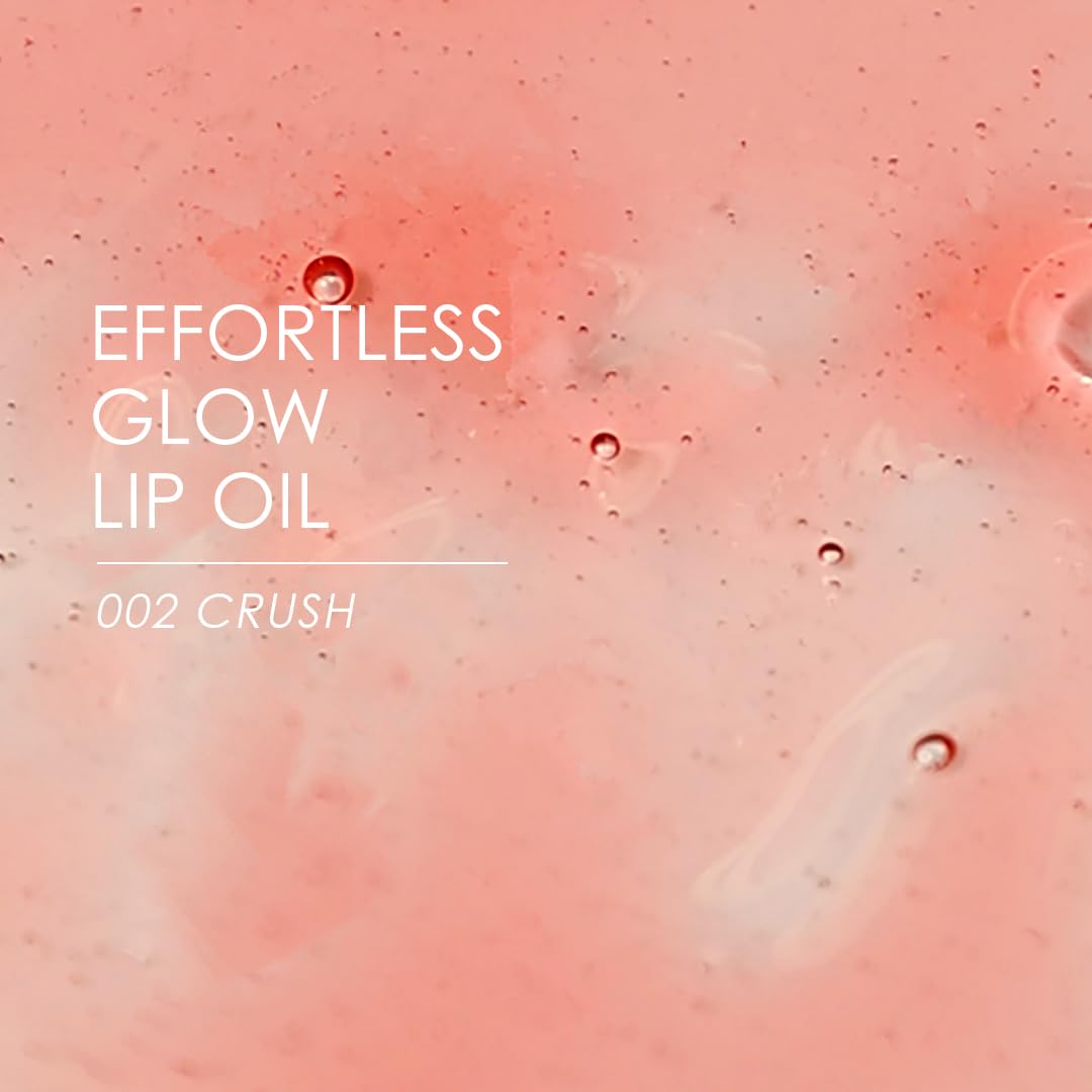 glowiest EFFORTLESS Glow Lip Oil 002 CRUSH: Hydrating, Nourishing, Plumping | Non-Sticky Lip Gloss, Tinted Lip Camellia Oil - 0.17oz (5ml)