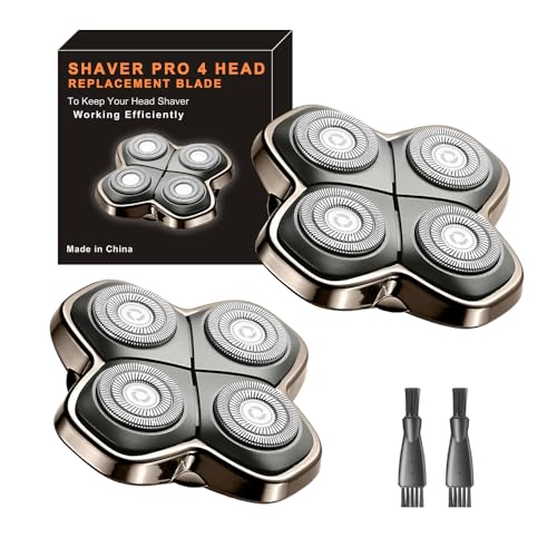 TRAH Shaver PRO 4 Head Replacement Blade Compatible with Skull Shaver Pit-bull Pro - for Pit-bull Silver Gold PRO SX5 & Palm MX5 & Butter-fly Kiss Pro - Bald Men Electric Shavers Accessories (2 Packs)