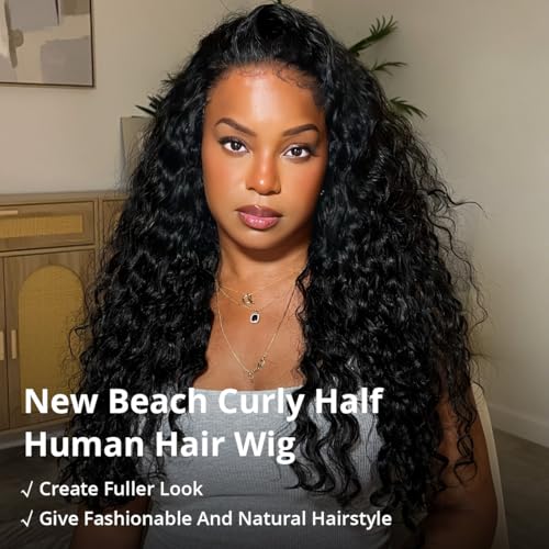 Tinashe Beach Curly Half Wig - 16-Inch Glueless Human Hair