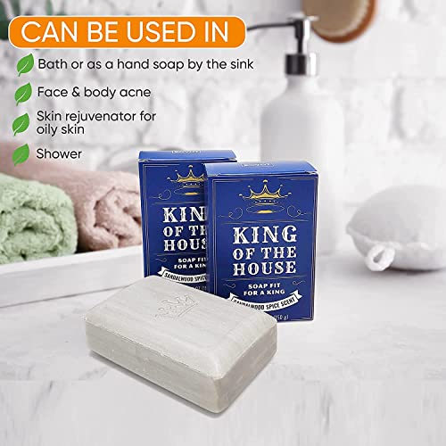 Kovot King of the House Soap Bar Gift Set – 5.3oz Moisturizing Masculine Scented Set of 6 Bars – Shaped like a Gold, Silver & Wood Bar