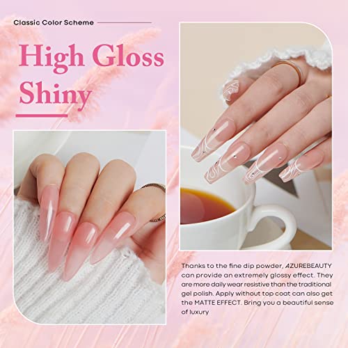 AzureBeauty Dip Powder Set 6 Pcs Nude Pink & Translucent Sheer Colors Jelly Pink Variation